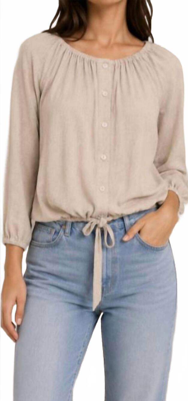 NEW SOLE blake tie bottom button down in natural